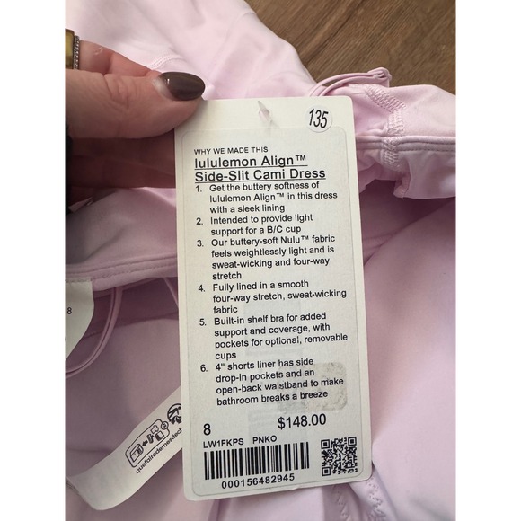Lululemon Align Tank Dress Side Slit Camisole Tennis Light Pink Size 8 NWT - Picture 4 of 4